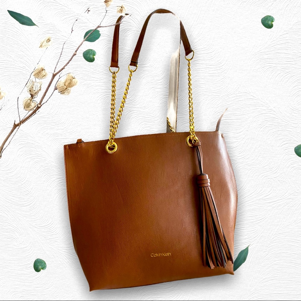 Calvin Klein Chain Handle Tote with Tassel